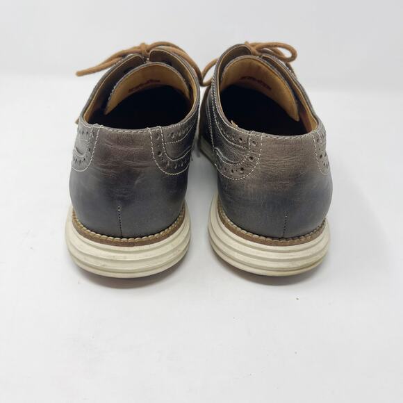 Cole Haan Mens 10.5 Grey Original Grand Wingtip Oxford Sneaker Shoe Leather - Picture 9 of 12